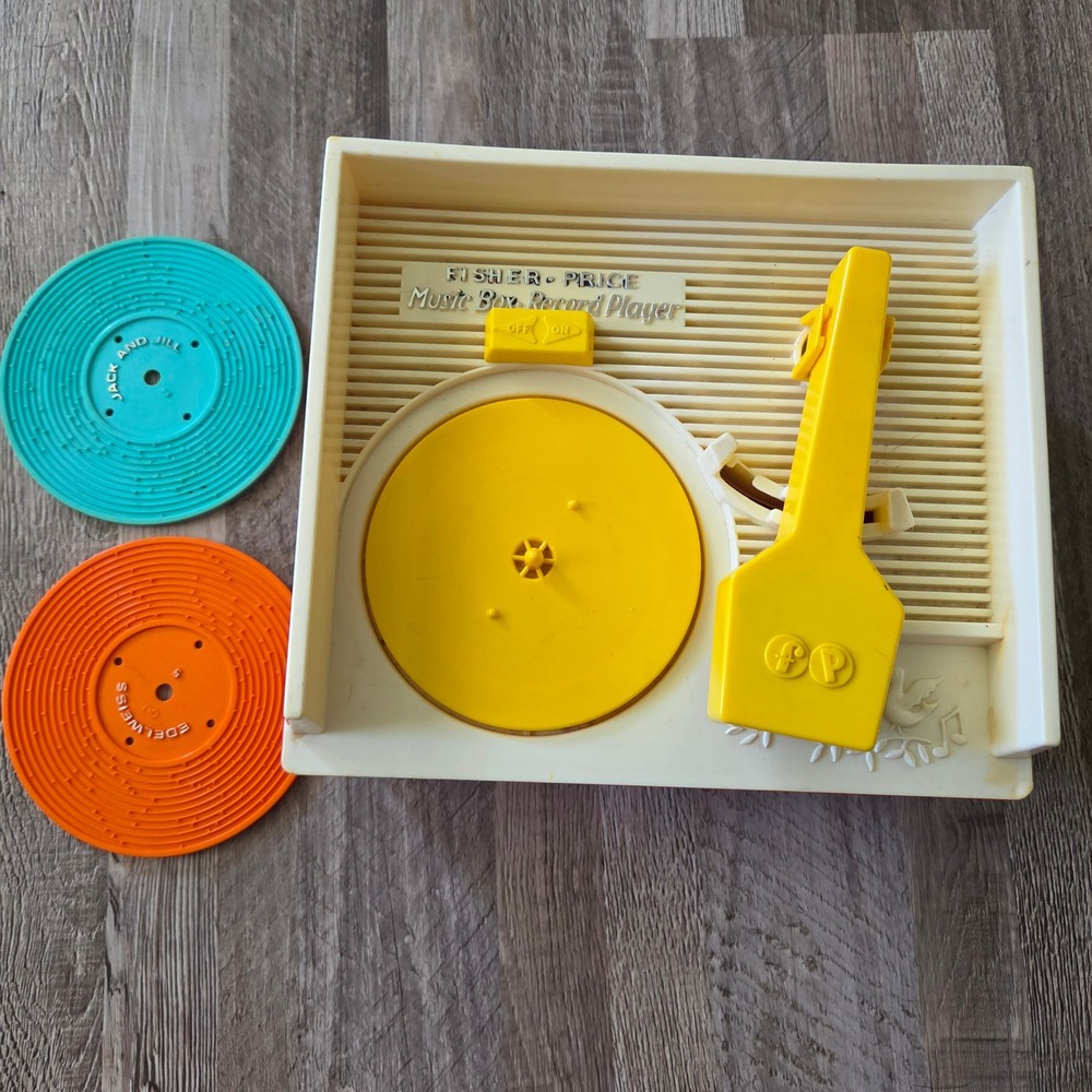 Vintage 1971 Fisher Price Music Box Record Player 995 with 2 Records Working